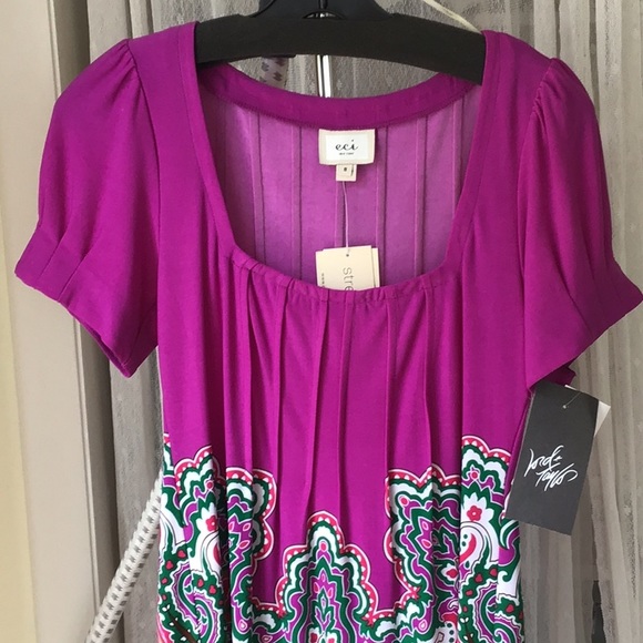 ECI Pink & Lilac Paisley Dress NWT Lord & Taylor 8 - Picture 3 of 14